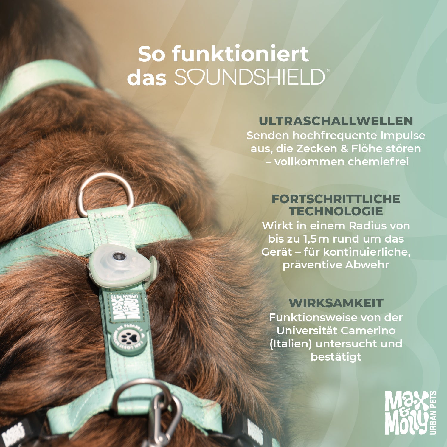 Soundshield MINI - 24/7 Ultrasonic Technology Against Ticks & Fleas - Black