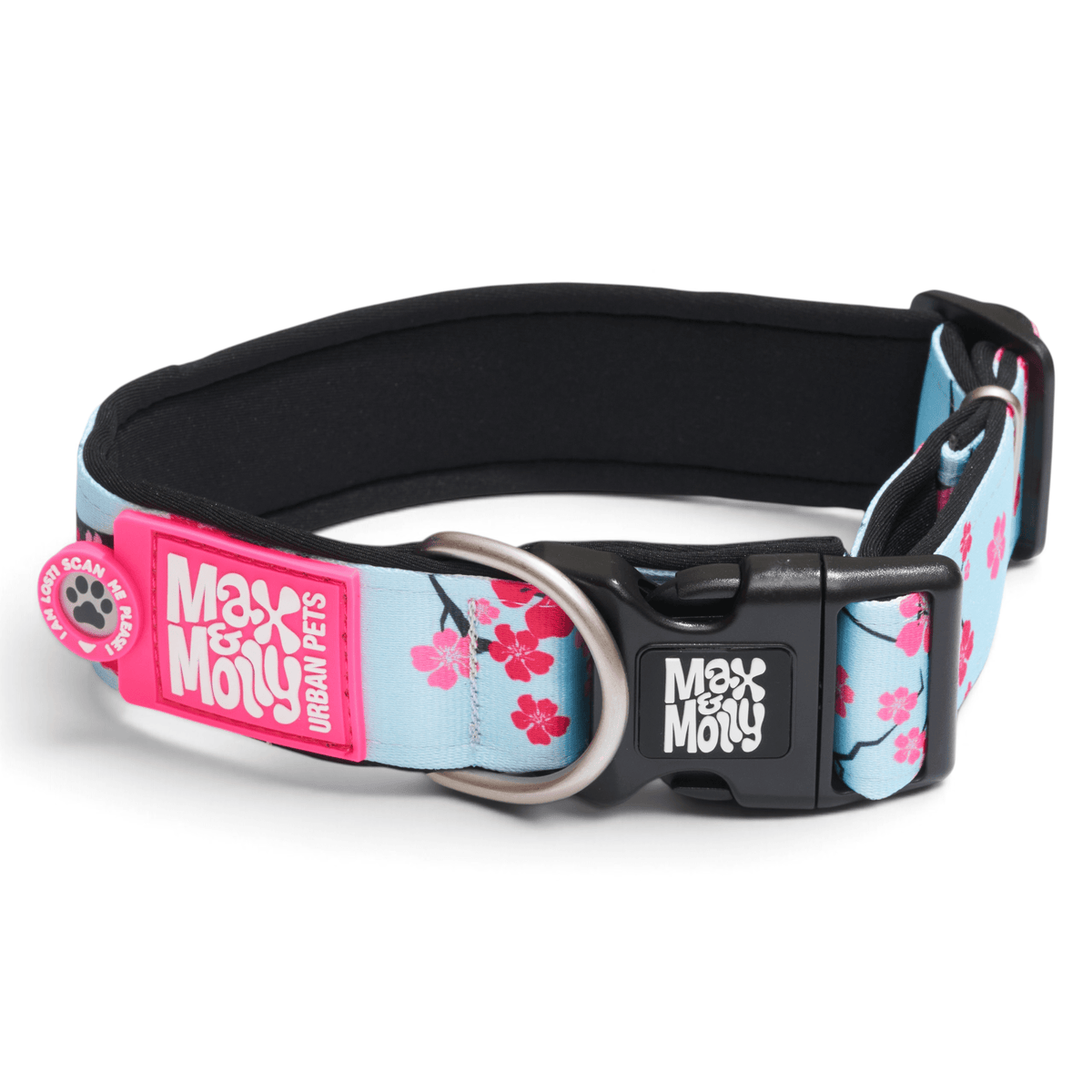 Gotcha! Smart ID Breites Hunde Halsband - Cherry Bloom 