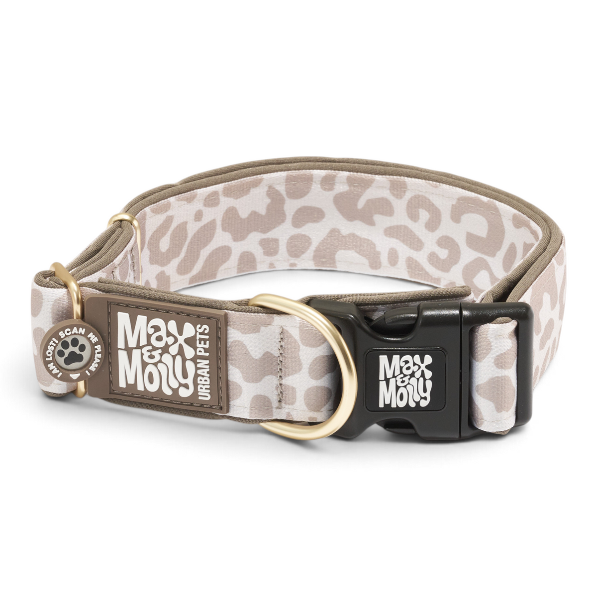 Gotcha! Smart ID Breites Halsband - Leo Beige 